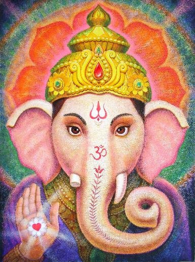 Ganesha Painting spiritual art Hindu good luck elephant God Ganesh large original 30 x 40