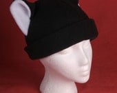 Fleece Kitty Cat Hat - Black / White by Ningen Headwear on Etsy