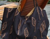 Leaf Noir Market or Tote Bag with Leather Handles
