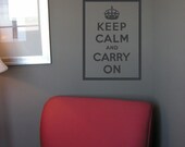 26x19 KEEP CALM and Carry On wall decal vinyl lettering vintage quote WWII slogan art poster (w00640)