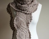 Crocheted long lace scarf