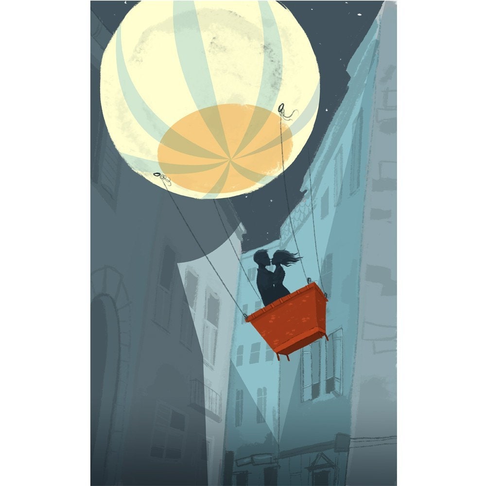 Hot Air Balloon Love - 13x19" Art Print