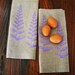 Lilac Fern. Mother's Day Gift.Tea Towel. Natural Linen.