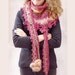 Freeform hand crocheted scarf mini capelet Made To Order  Cinnamon Apple with tufted garnishee