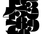 Black Numbers Print  Black and White Graphic Design Typography Mad Men Mid Century Lucky Children Office Modern Home Decor Nursery