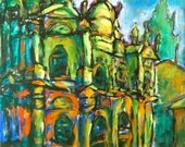 Destined - 8x10 Art Print - Camino Santiago Compostela Cathedral Painting - Inspiring Gift for Christians, Way of St James Pilgrim Hikers