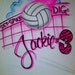 Personalized Airbrush Volleyball Player with Name and Zebra Number S M L XL 2XL T Shirt