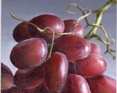 Small Acrylic Still Life Painting of Grapes - Food Art for Kitchen Decor - Small Painting