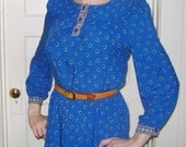 Vintage Dress Paisley Long Sleeved Blue (S/M)