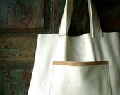 Handmade Embossed White Leather Bag using an Italian Leather Hide