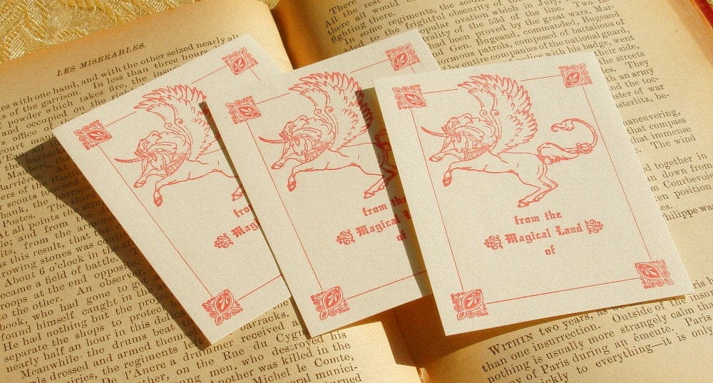 WINGED UNICORN 25 Letterpress Bookplates