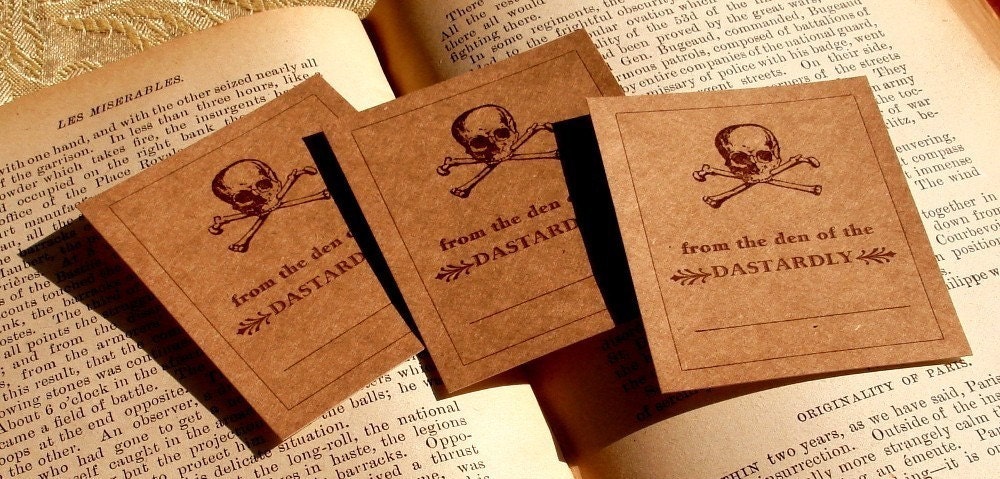 SKULL and CROSSBONES 25 Letterpress Bookplates