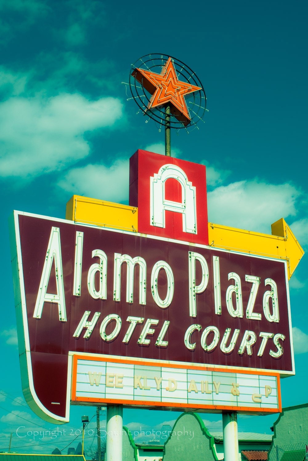 Retro Sign - Old Hotel Sign - Dallas Texas - Vintage - 8 x 12 Print - Fine Art Photography - Gift for Him