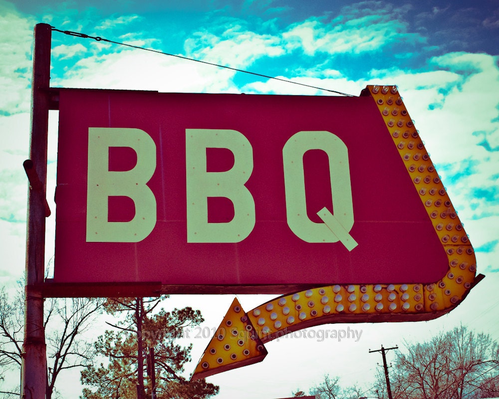 BBQ Sign - Vintage Sign - Restaurant Sign - Kitchen Decor - Fine Art Photograph- 8 x 10 - print - restaurant art wall decor - BBQ
