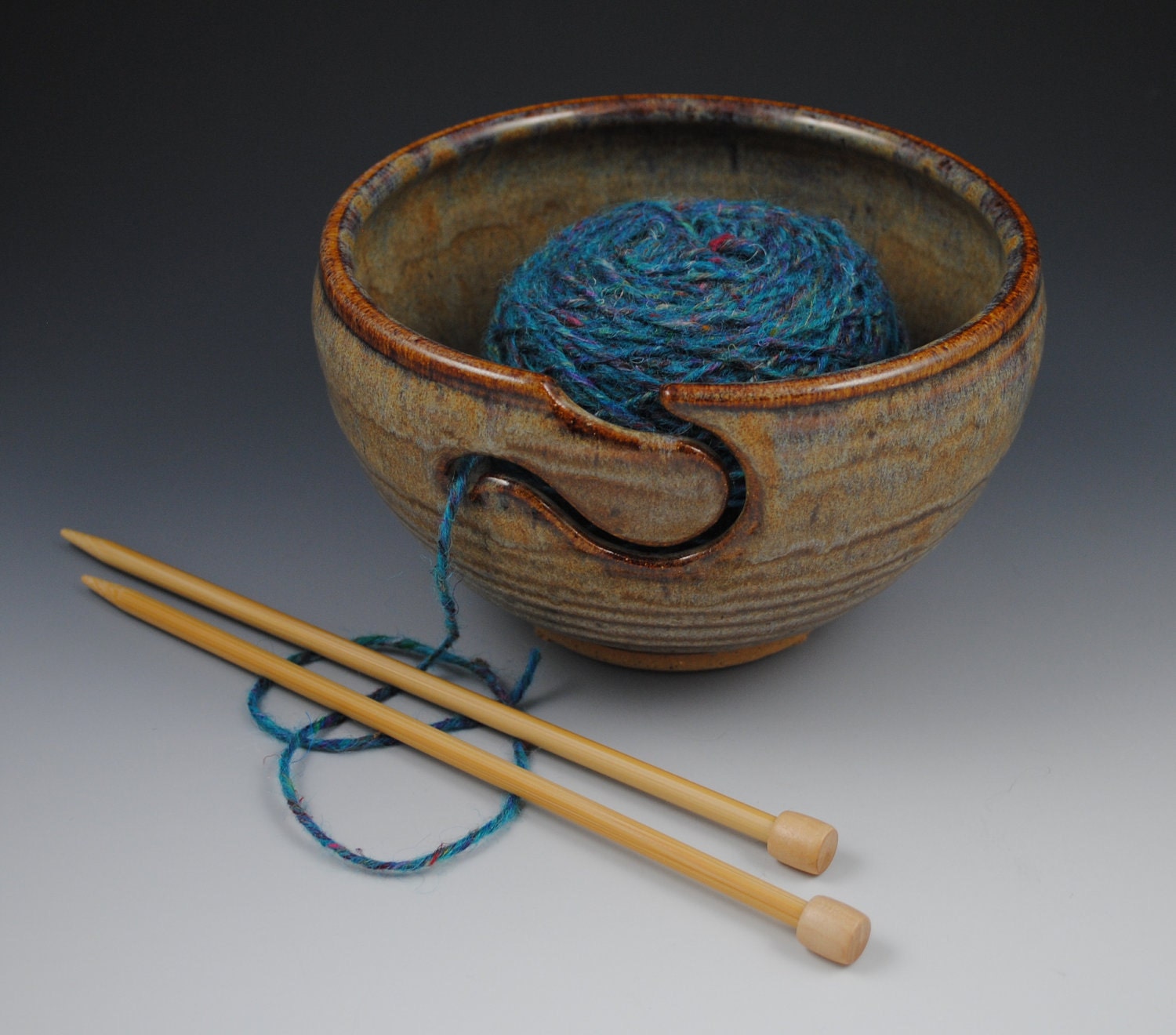 Yarn Bowl, Knitting Bowl - In Stock, Ready to Ship- Handmade Pottery in our Earthy Brown Glaze