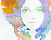 Watercolor Fashion Illustration Print - Biba inspired 7