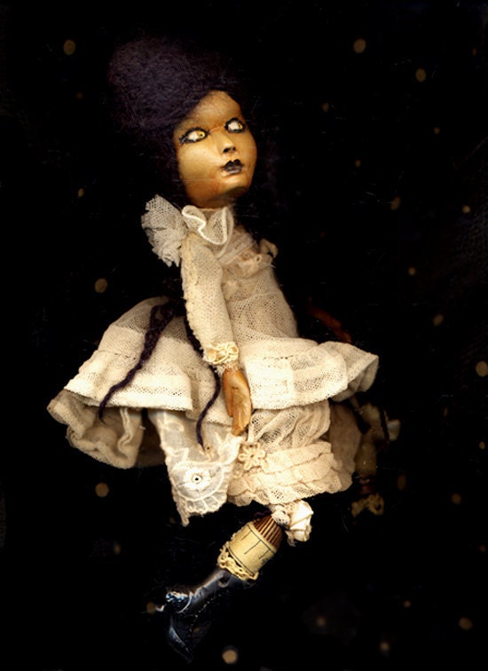BeBe Marie Laveau handmade ooak kidskin New Orleans old world ghost doll of earthen clay