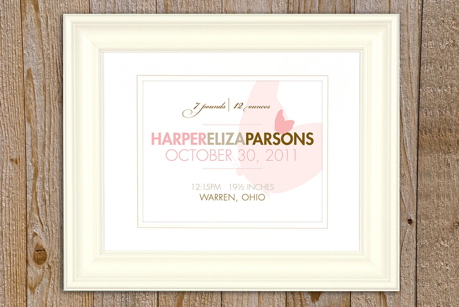 Nursery Art with Illustration, Baby Stats, Birth Announcement Wall Art, Personalized