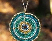 Teal and Gold Maasai (African) Beadwork Necklace (large)