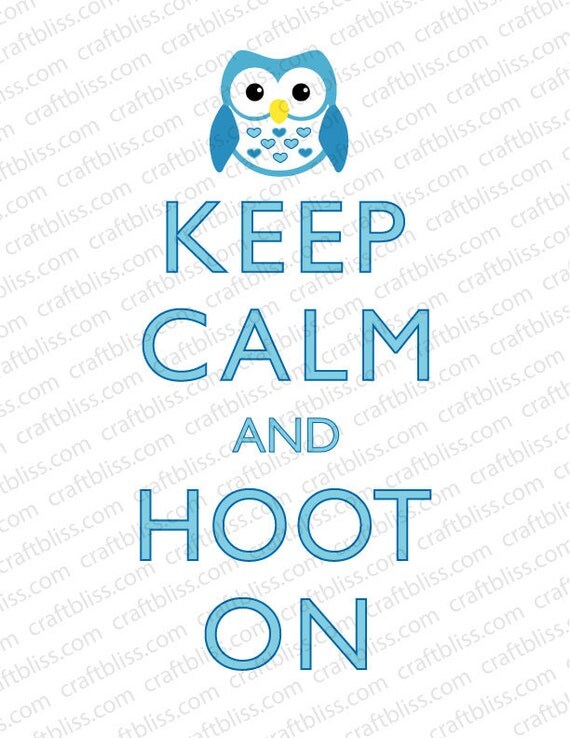 Decorative Boy Owl Hoot On Keep Calm and Carry On Inspired Digital Download for Printing 8.5 x 11 Il_570xn
