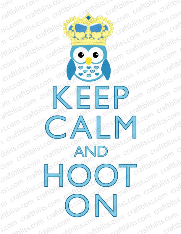 Decorative Boy Owl With Crown Hoot On Keep Calm and Carry On Inspired Digital Download for Printing 8.5 x 11 Il_570xn