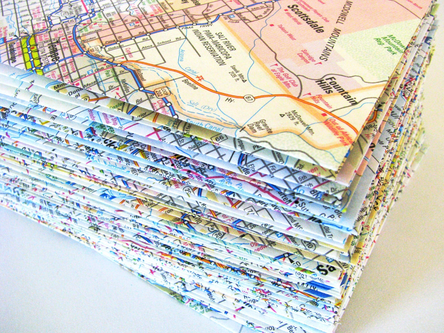 Upcycled Atlas Stationery Recycled US Map Envelopes Set of 10