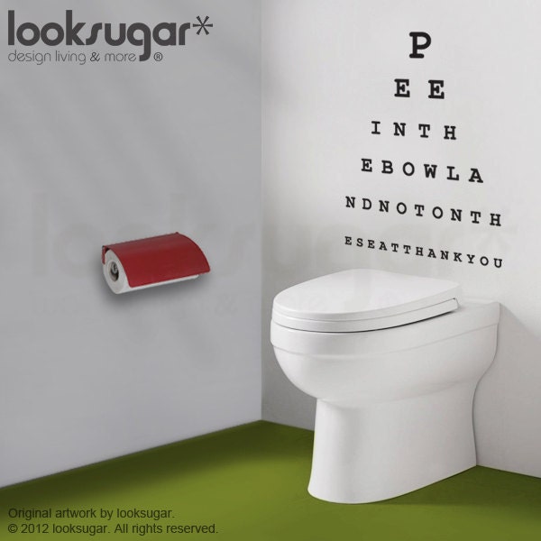 Eye Chart Decal - Pee in the bowl please - Wall Decal Wall Sticker - Bathroom Message Modern Wall Decal Modern Home Decor - Snellen Chart
