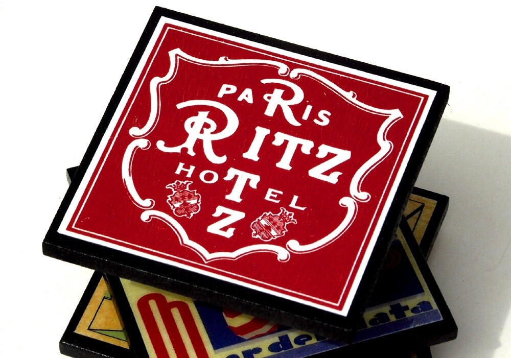 Paris Hotel Coaster Set Paris Home Decor Vintage Travel French Ephemera