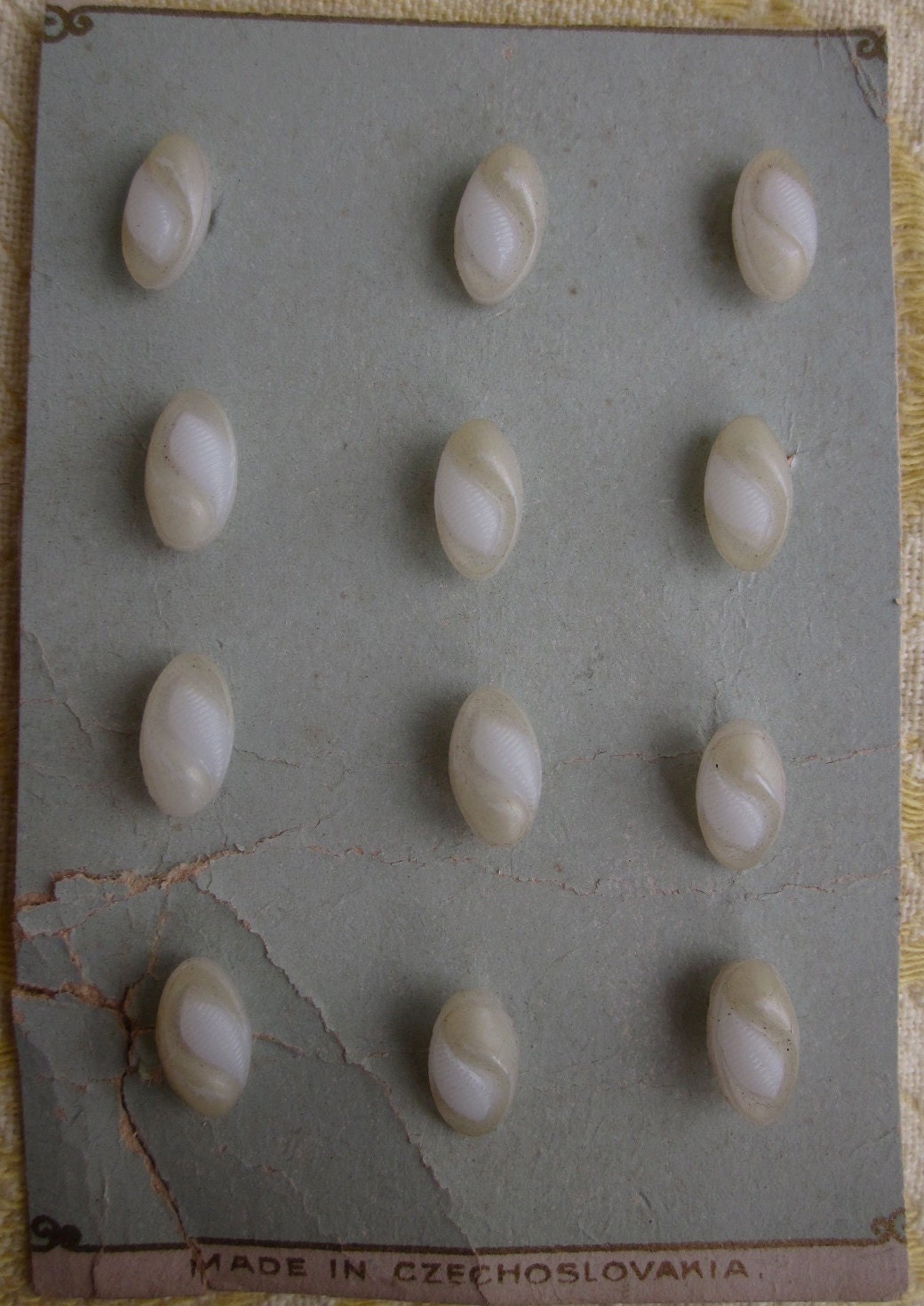 Vintage Czech Diminutive Shell Miniature Buttons on Card