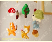 Baby Crib Mobile - Nursery Mobile - Forest Friends - Woodland Friends Bunny, Fox, Deer, Owl, Porcupine design(Custom Color Available)
