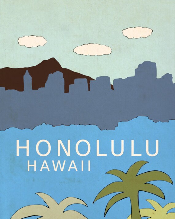 Honolulu Hawaii // Nursery Decor Art Poster by LisaBarbero on Etsy