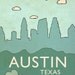 Typography Print Home Decor Nursery Art - Austin No.3 - Skyline City Travel Cityscape Landscape Typography Poster