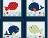 Set of 4 (Jackson/Whale/Ocean Life) 6 x 6 inch Wood Plaques So Cute