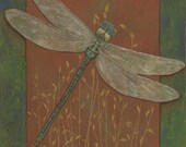 Dragonfly Art Print Award Winning Nature Painting Large 12 x 16 Gallery Collectible Garden Anisoptera Damselfly Dragon Fly Butterfly