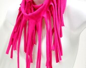 ReClaimed T shirt Scarf, Eco Chic Gift, Womens Accessories, Fringed Bo Ho Scarf, Tee Shirt Scarves, Fashion Scarf, Hot Pink