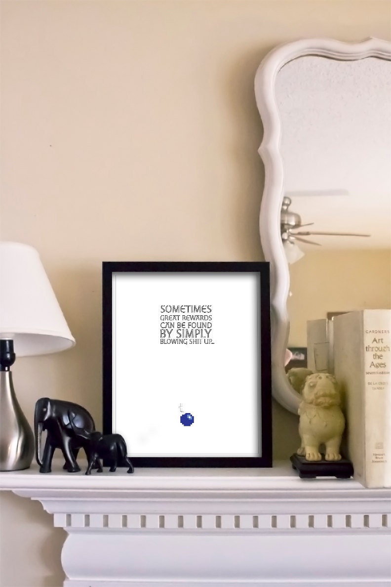 Geek Art: "Simply blowing S..T up" - 11x14 Zelda Inspired Art Print