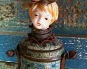 Vintage Tin Steampunk Assemblage Art Doll / PUCK