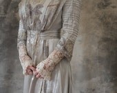 Edwardian Gown Silver Silk Wedding Dress