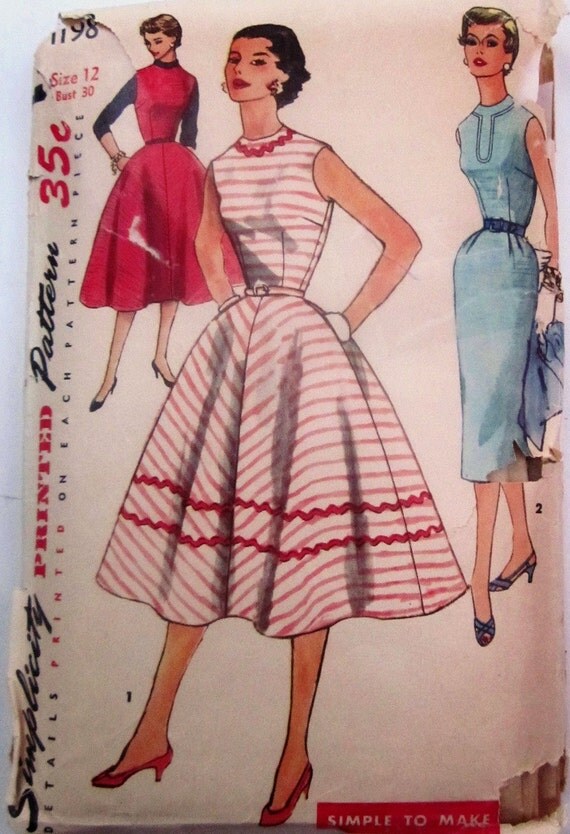 Simplicity 1198 Womens Dress Jumper 1950s Vintage Pattern