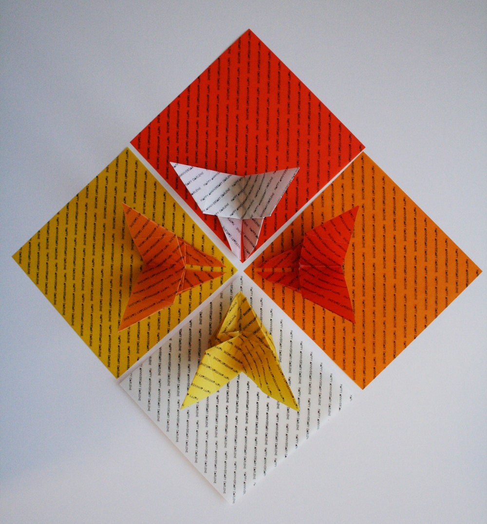 Custom Message Origami Paper - Translucent Origami Paper with custom message- Medium Sized in Citrus Colors