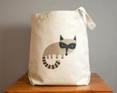 Canvas tote bag, raccoon, sassy and cute. Sturdy 100% 10oz. cotton canvas.