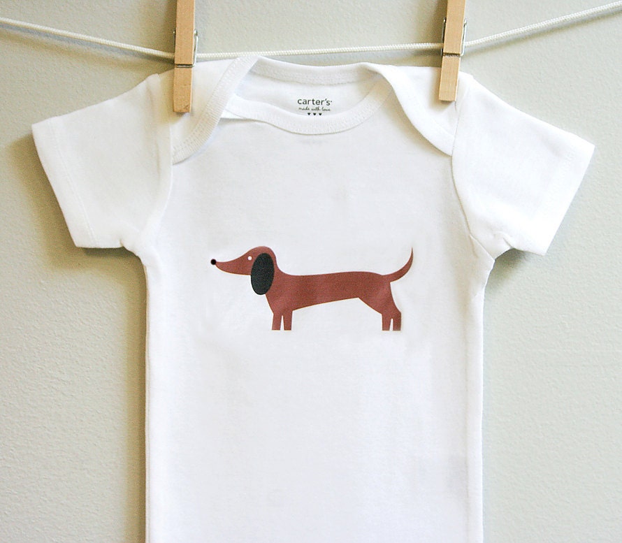 Dachshund baby onesie, baby boy or baby girl. Short or long sleeve. Your choice of size.