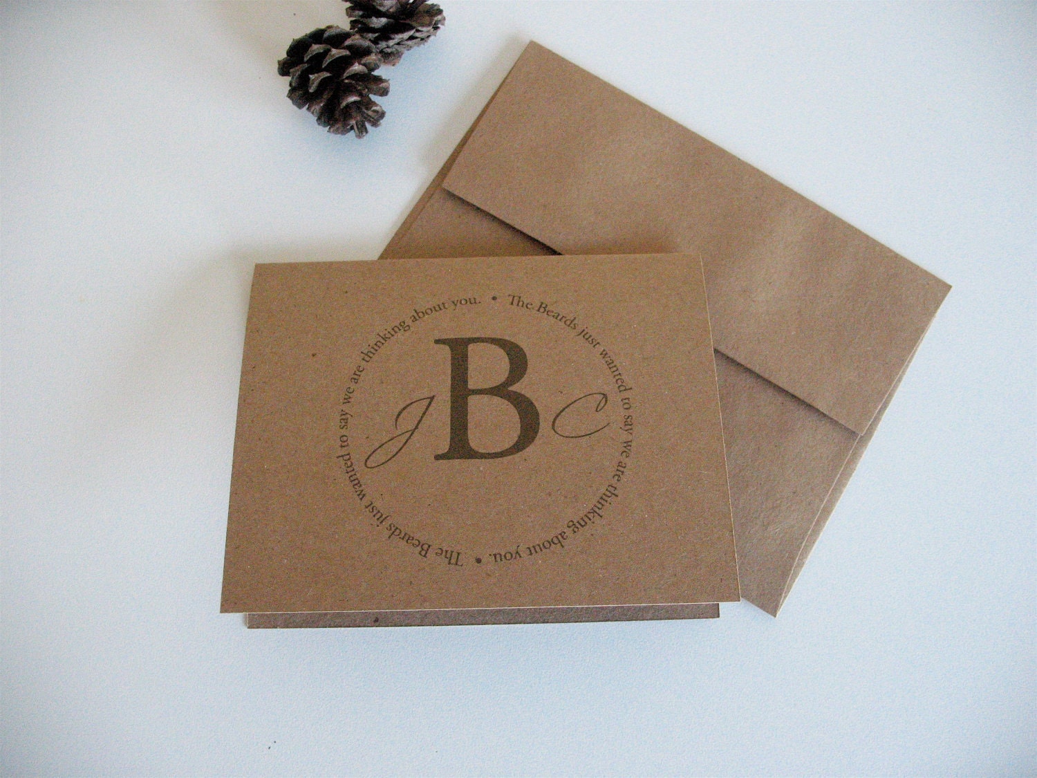 Personalized Initial Kraft Folding Note Card and Envelope - stationery for newlyweds, weddings, housewarming gift, as thank you note, etc