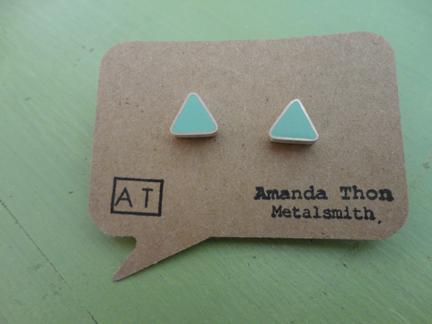 SALE - Seafoam Triangle Earrings