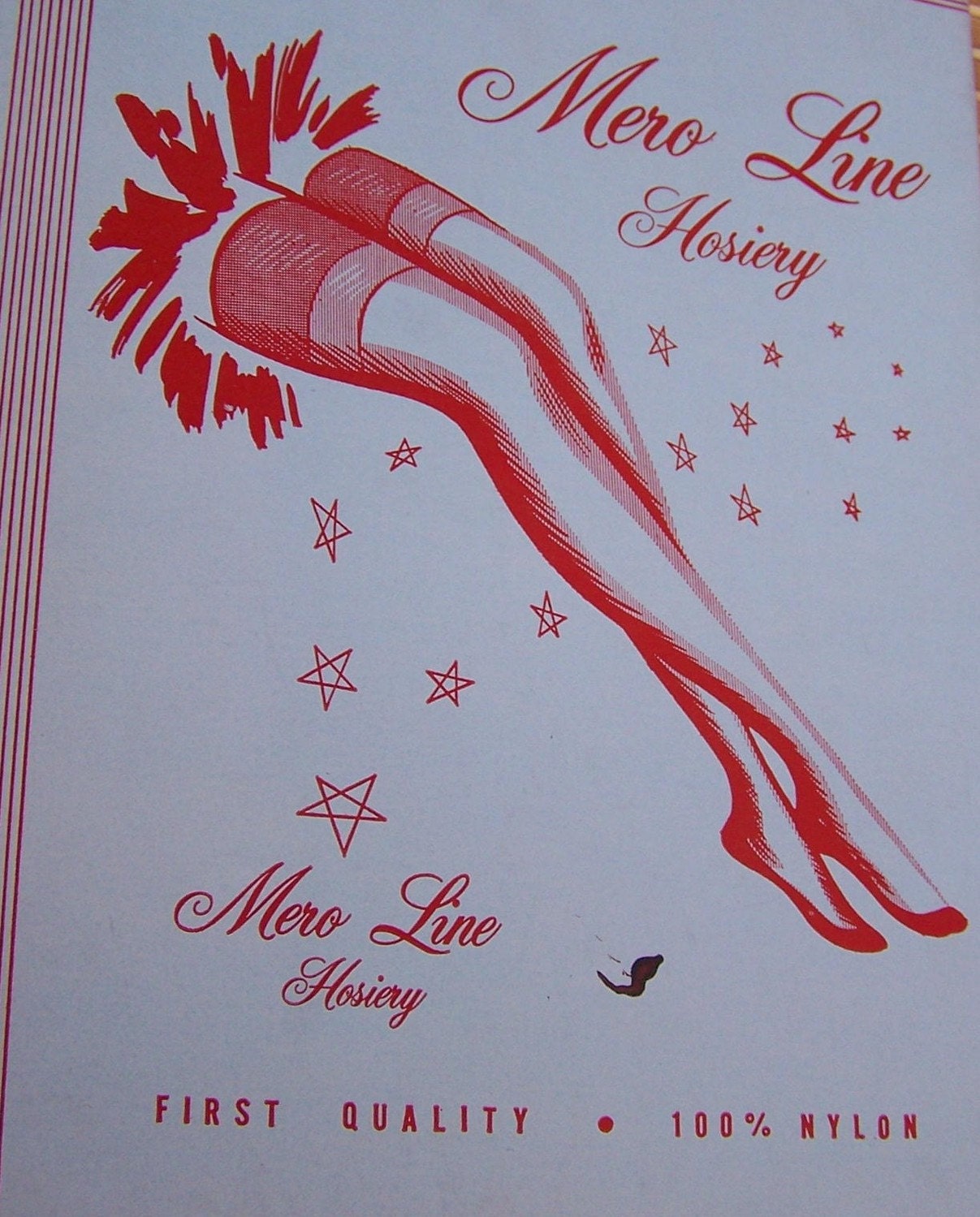 Vintage "MERO LINE HOSIERY" Seamless Mesh Beige Size 10 1/2