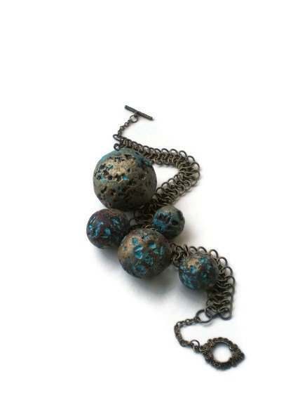 Bubble beads statement necklace - Choker - Tribal mint pearls - Pastel - Rustic 123 team