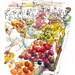 Farmers' Market California a study in red orange purple yellow and peach- 8x10 print from an original watercolor sketch