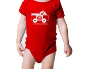 Baby Infant One Piece Bodysuit Onesie Firefighter and Firetruck Buffalo Hero Cute Red
