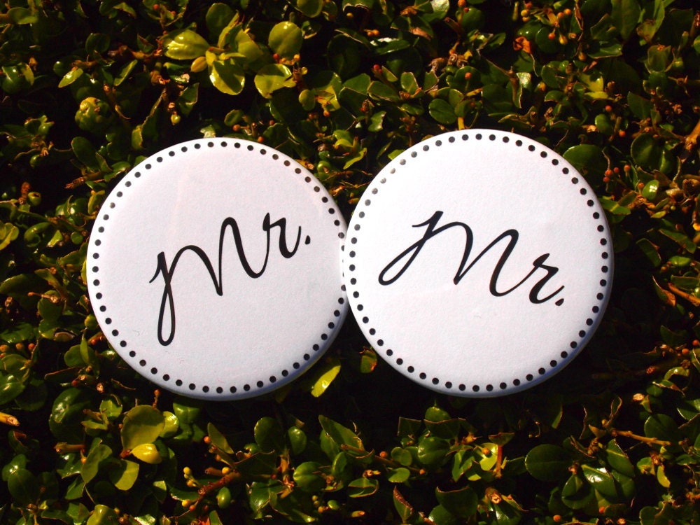 Mr. and Mr. Wedding Button set - customization available just married pinback badge set Il_170x135