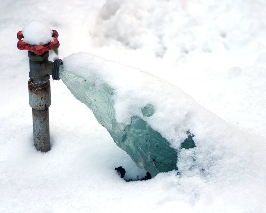 Snow Covered Frozen Spigot Outdoor Faucet - Wintertime - Fine Art 8x10 Photo